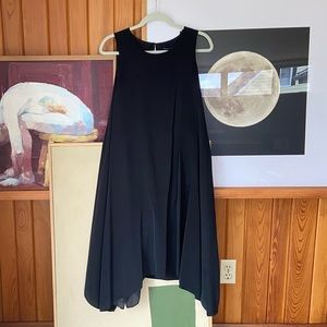 100% silk Eileen fisher midi sleeveless black handkerchief dress S